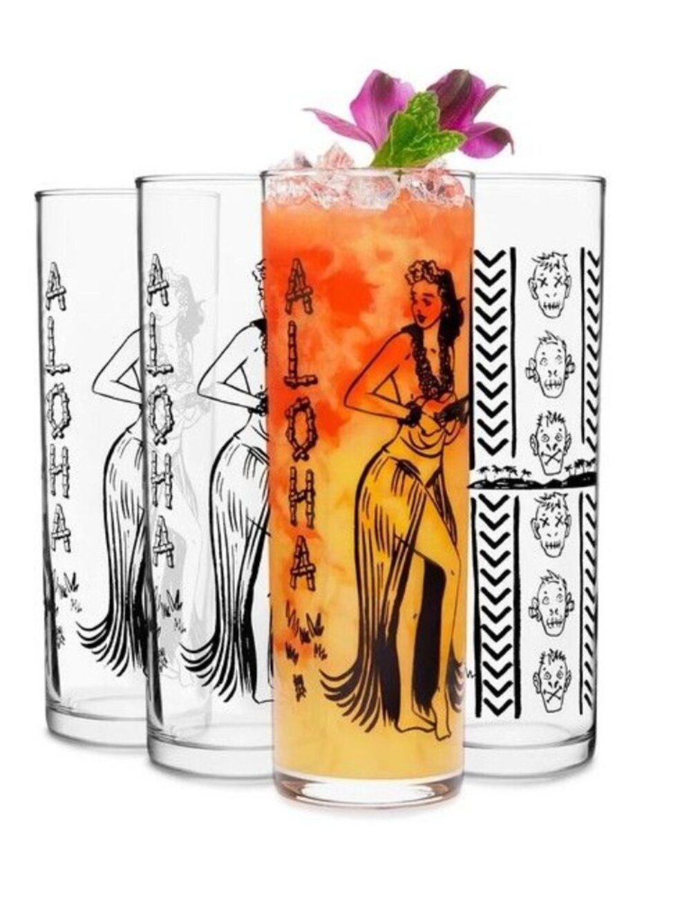 2 Libbey Tiki Kahiko Zombie Glasses, Clear, 13.5 oz, Tropical Daniele Dalla Pola
